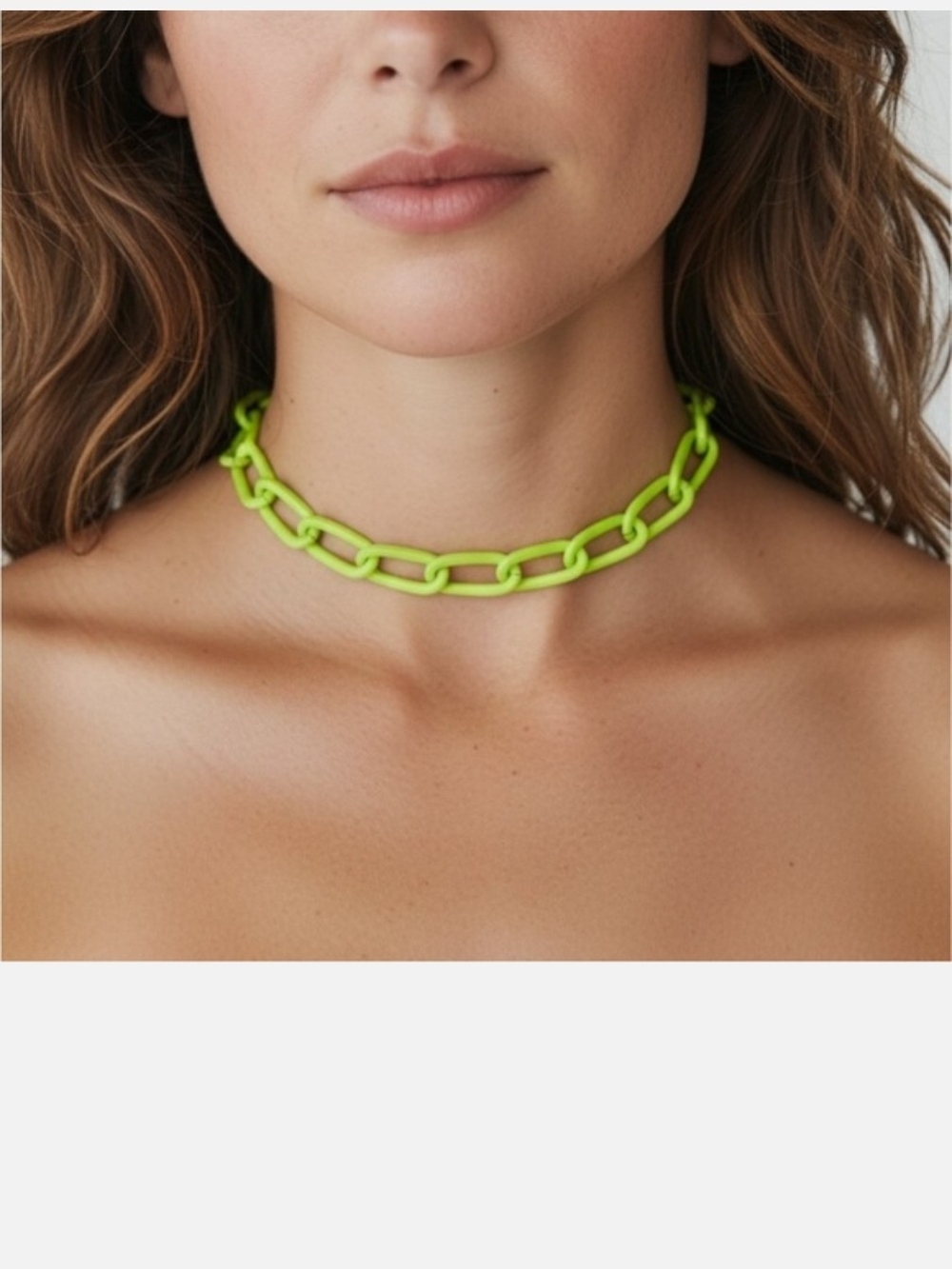 Neon Lime Chain Link Choker Necklace New